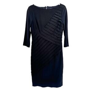 Adrianna Papell Black Dress, Long Sleeve, Criss Cross Front, Knee Length, Sz‎ 6
